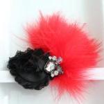 Black & Red Feather Fascinator..